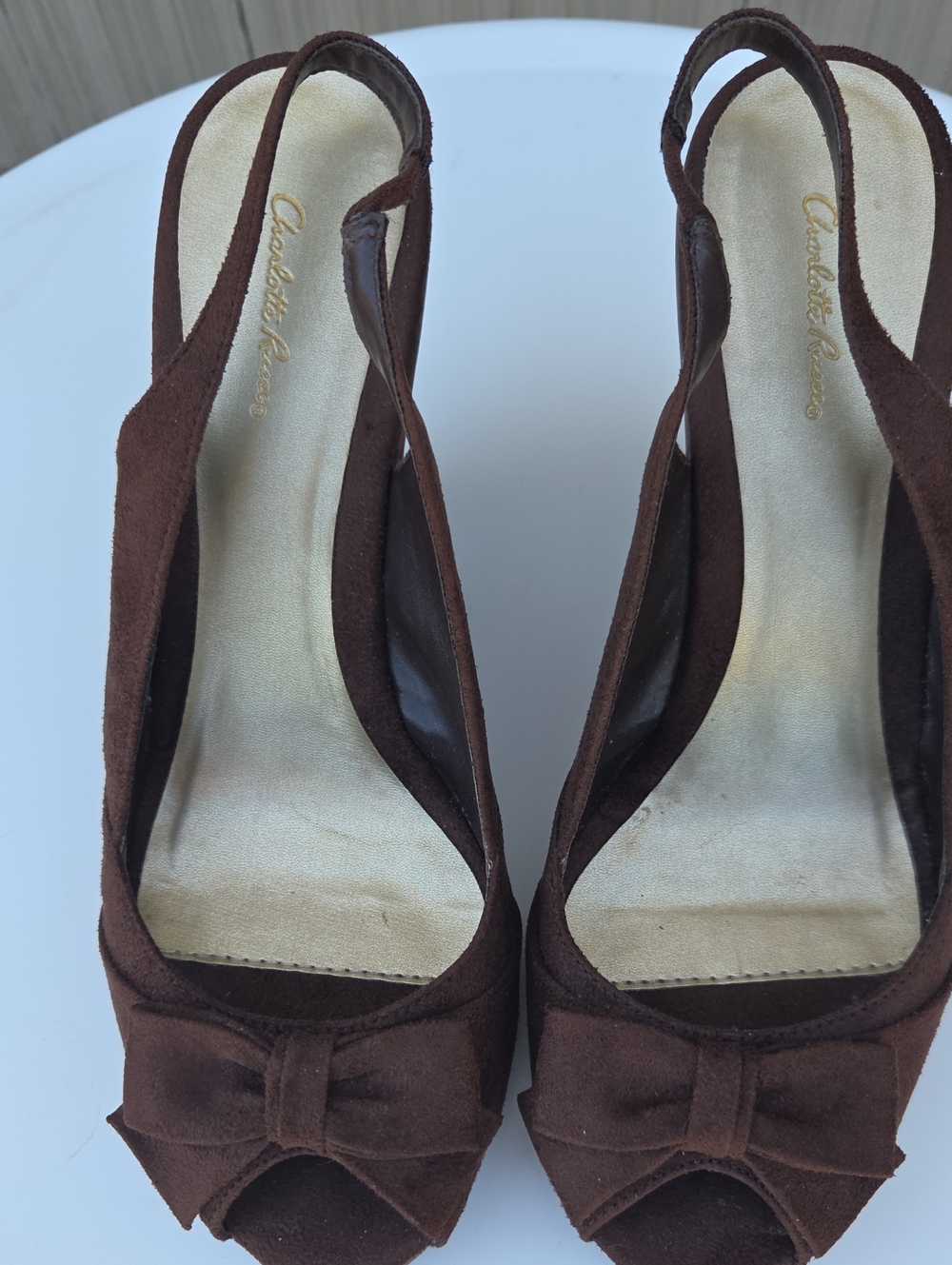 Charlotte Russo Brown Suede Wedges
